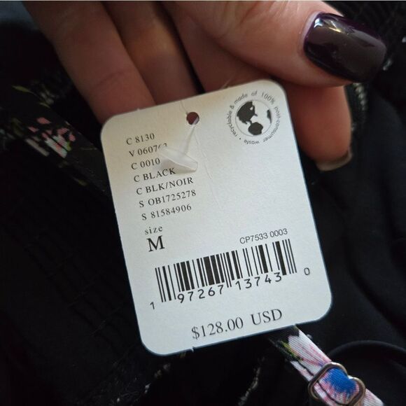 Free People in A Bubble Mini Dress in Black Floral size M New - Picture 14 of 14